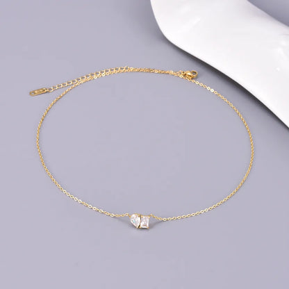 Wholesale Jewelry Elegant Simple Style Geometric Solid Color 304 Stainless Steel Titanium Steel Zircon 18K Gold Plated Plating Inlay Pendant Necklace