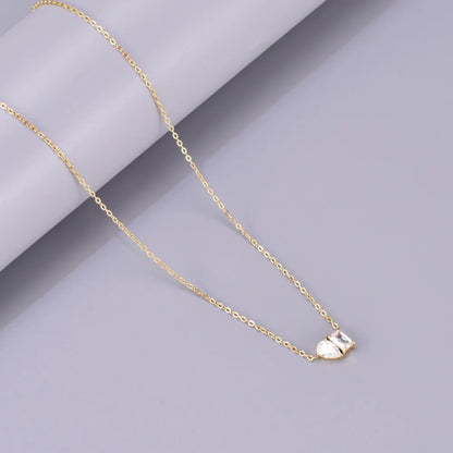 Wholesale Jewelry Elegant Simple Style Geometric Solid Color 304 Stainless Steel Titanium Steel Zircon 18K Gold Plated Plating Inlay Pendant Necklace