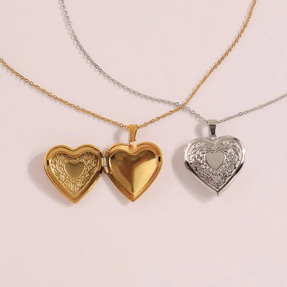 Wholesale Jewelry Elegant Simple Style Heart Shape 304 Stainless Steel 18K Gold Plated Pendant Necklace