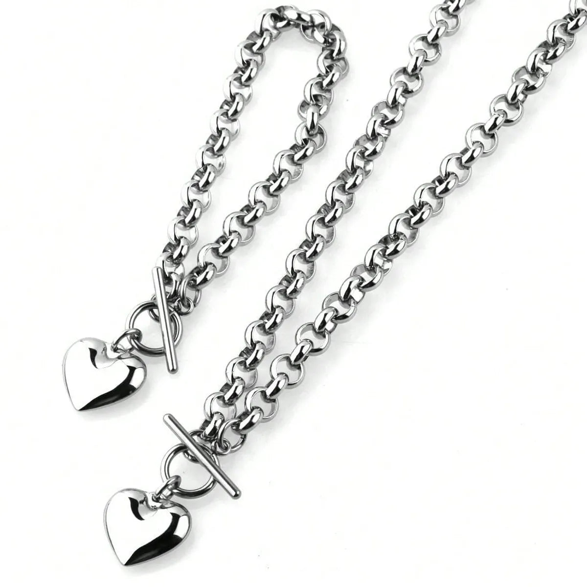 Wholesale Jewelry Elegant Simple Style Heart Shape 304 Stainless Steel Jewelry Set