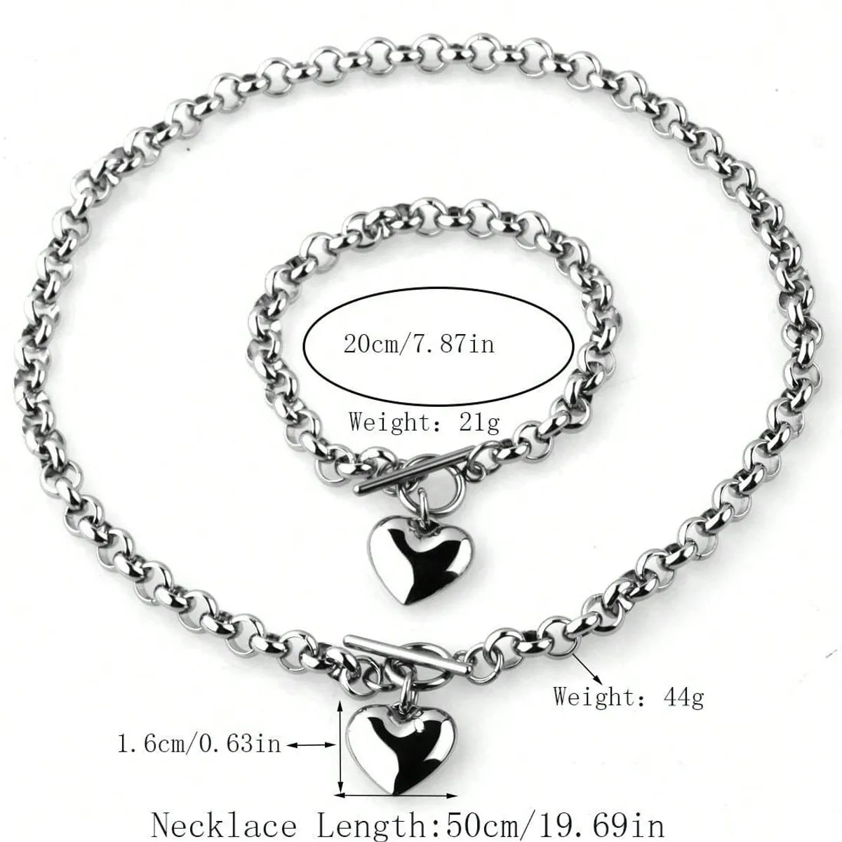 Wholesale Jewelry Elegant Simple Style Heart Shape 304 Stainless Steel Jewelry Set