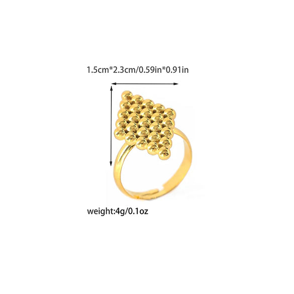 Wholesale Jewelry Elegant Simple Style Heart Shape Rhombus Bow Knot 304 Stainless Steel Zircon 14K Gold Plated Hollow Out Inlay Open Rings