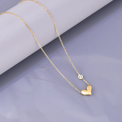 Wholesale Jewelry Elegant Simple Style Heart Shape Solid Color 304 Stainless Steel Titanium Steel 18K Gold Plated Pendant Necklace