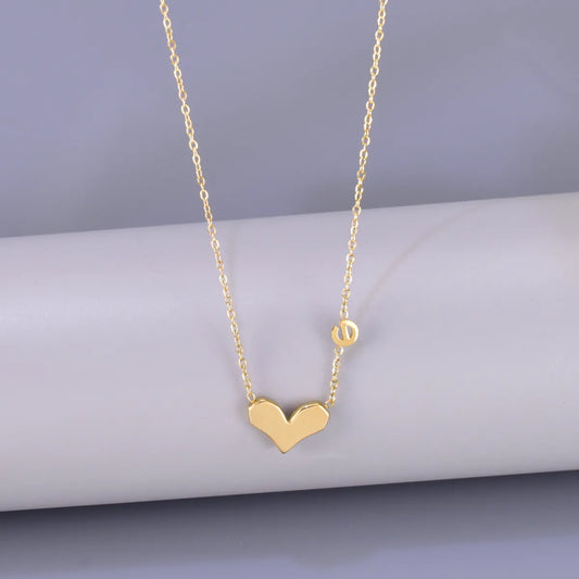 Wholesale Jewelry Elegant Simple Style Heart Shape Solid Color 304 Stainless Steel Titanium Steel 18K Gold Plated Pendant Necklace