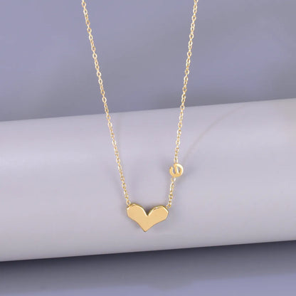 Wholesale Jewelry Elegant Simple Style Heart Shape Solid Color 304 Stainless Steel Titanium Steel 18K Gold Plated Pendant Necklace