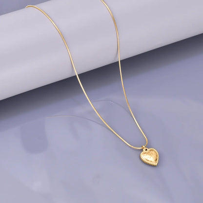 Wholesale Jewelry Elegant Simple Style Heart Shape Solid Color 304 Stainless Steel Titanium Steel Plating Pendant Necklace