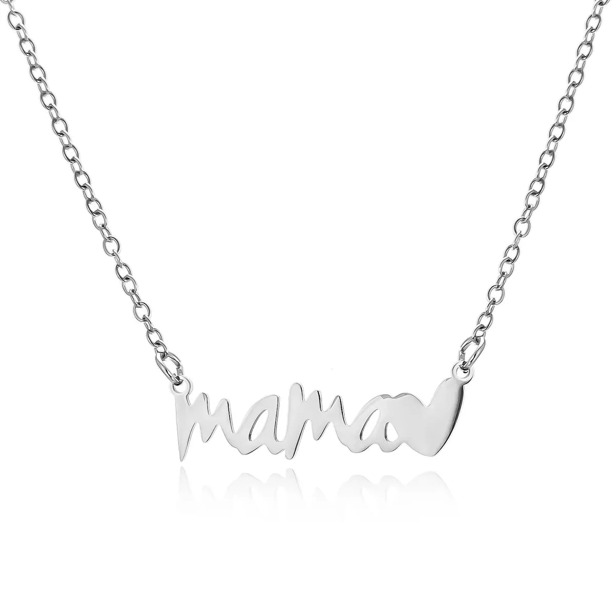 Wholesale Jewelry Elegant Simple Style Letter Heart Shape 201 Stainless Steel Hollow Out Pendant Necklace