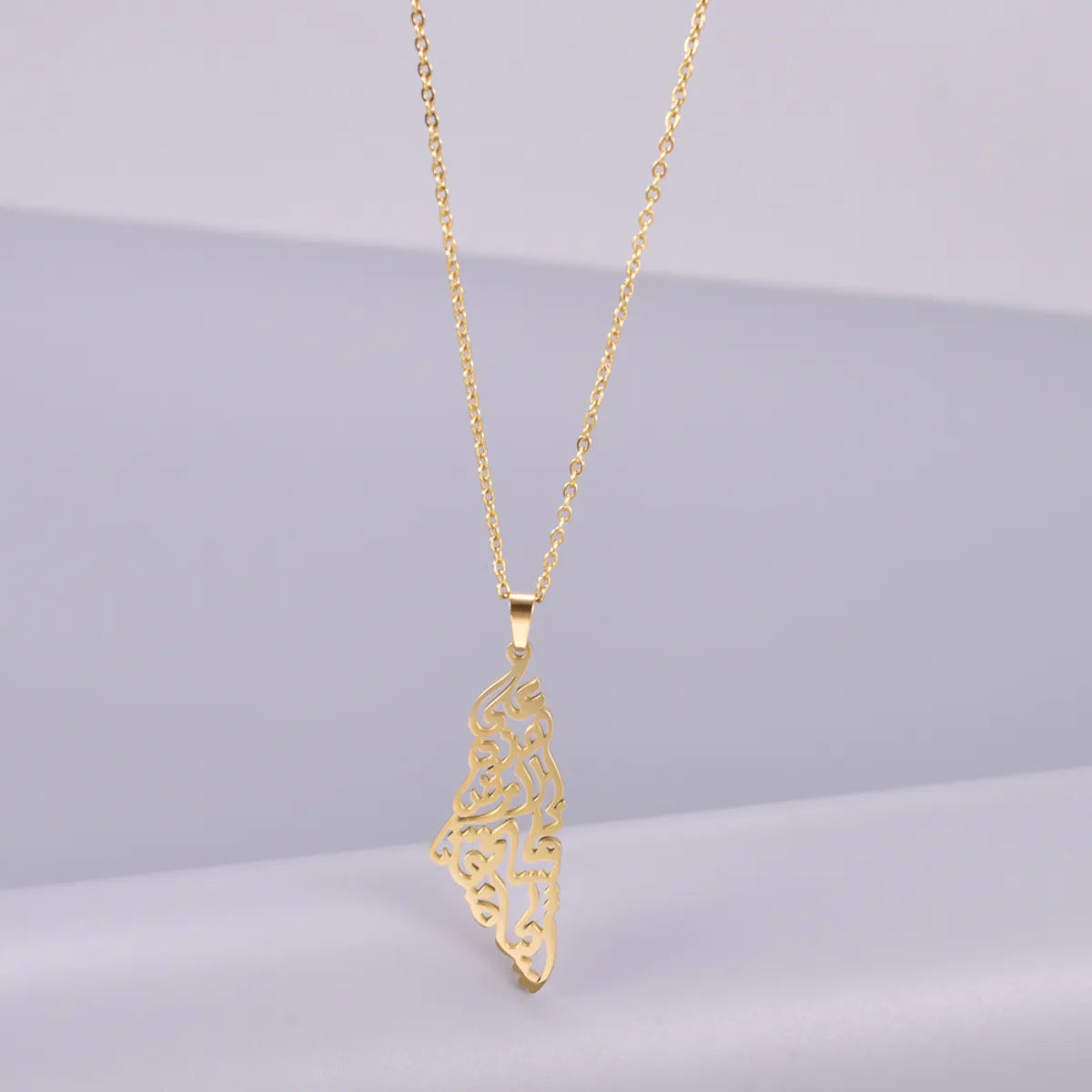 Wholesale Jewelry Elegant Simple Style Map Solid Color 304 Stainless Steel Titanium Steel Plating Pendant Necklace