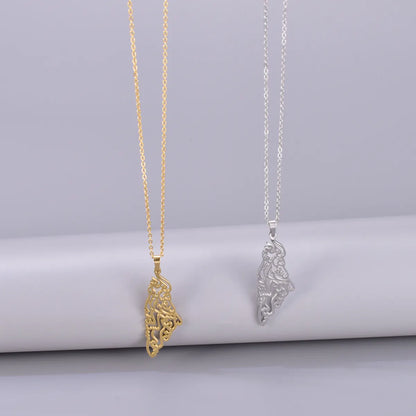 Wholesale Jewelry Elegant Simple Style Map Solid Color 304 Stainless Steel Titanium Steel Plating Pendant Necklace