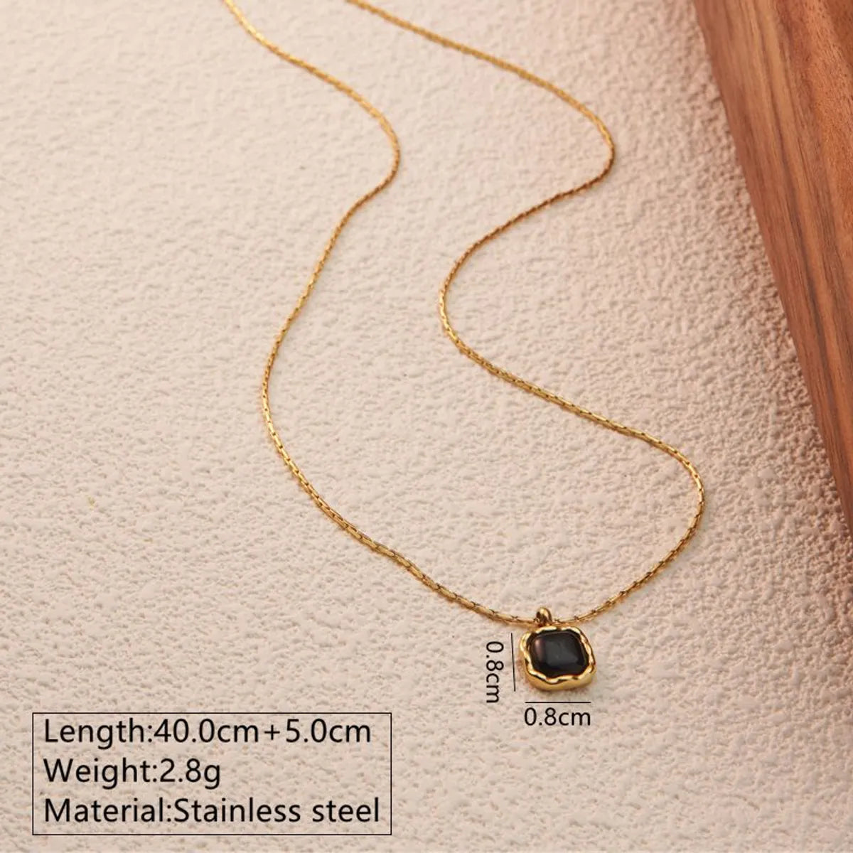 Wholesale Jewelry Elegant Simple Style Quadrilateral Square 304 Stainless Steel 18K Gold Plated Plating Pendant Necklace