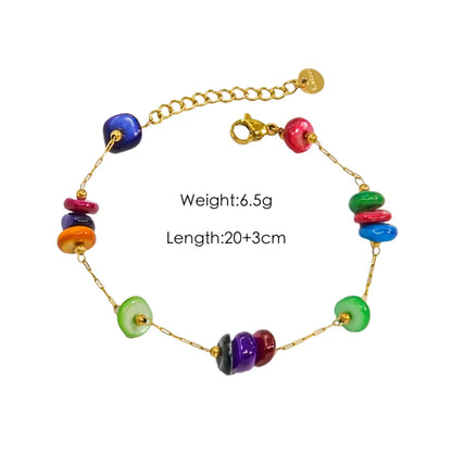 Wholesale Jewelry Elegant Simple Style Round 304 Stainless Steel 14K Gold Plated Beaded Bracelets Anklet Necklace