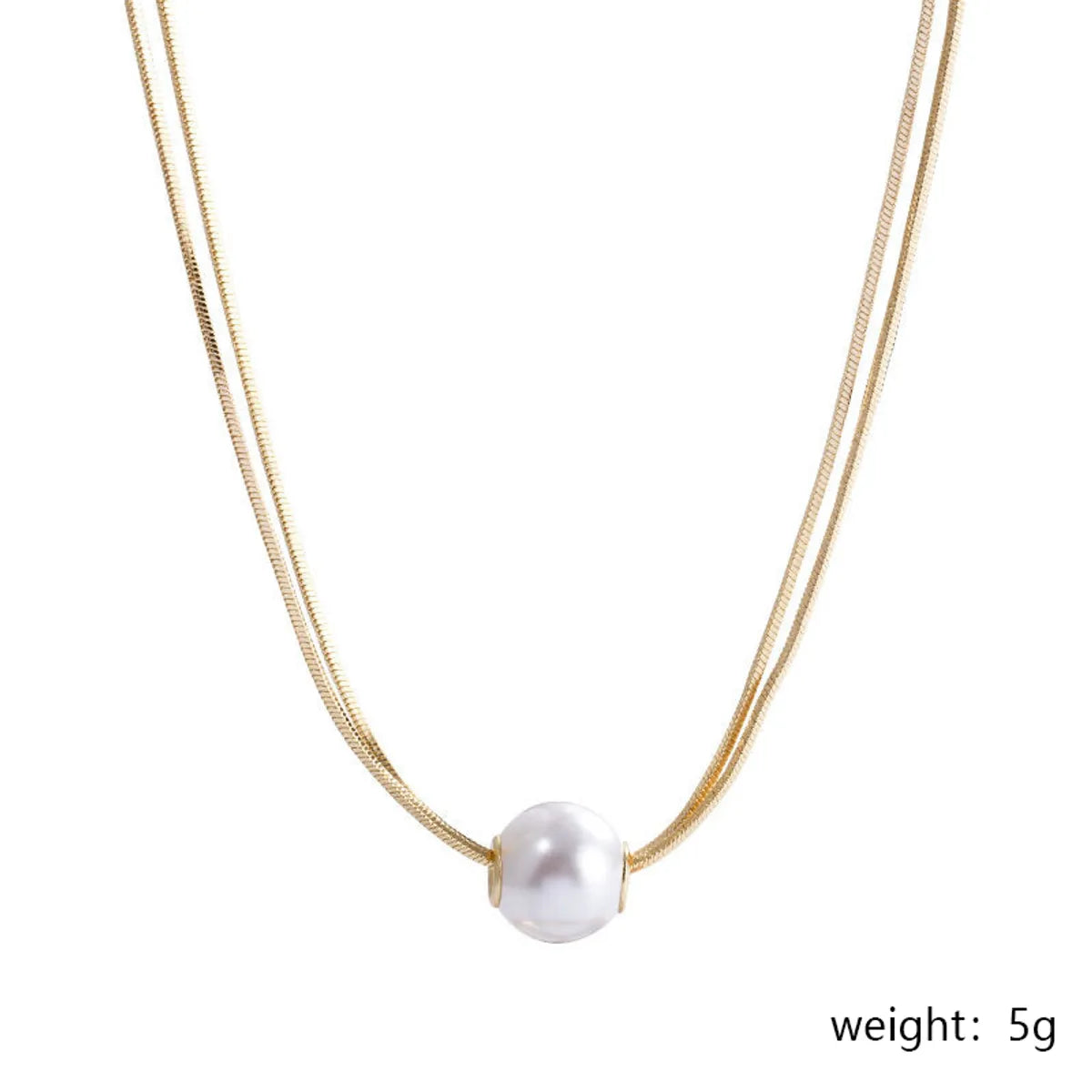 Wholesale Jewelry Elegant Simple Style Round 304 Stainless Steel Artificial Pearls Gold Plated Plating Inlay Pendant Necklace