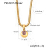 Wholesale Jewelry Elegant Simple Style Round 304 Stainless Steel Zircon 18K Gold Plated Inlay Pendant Necklace