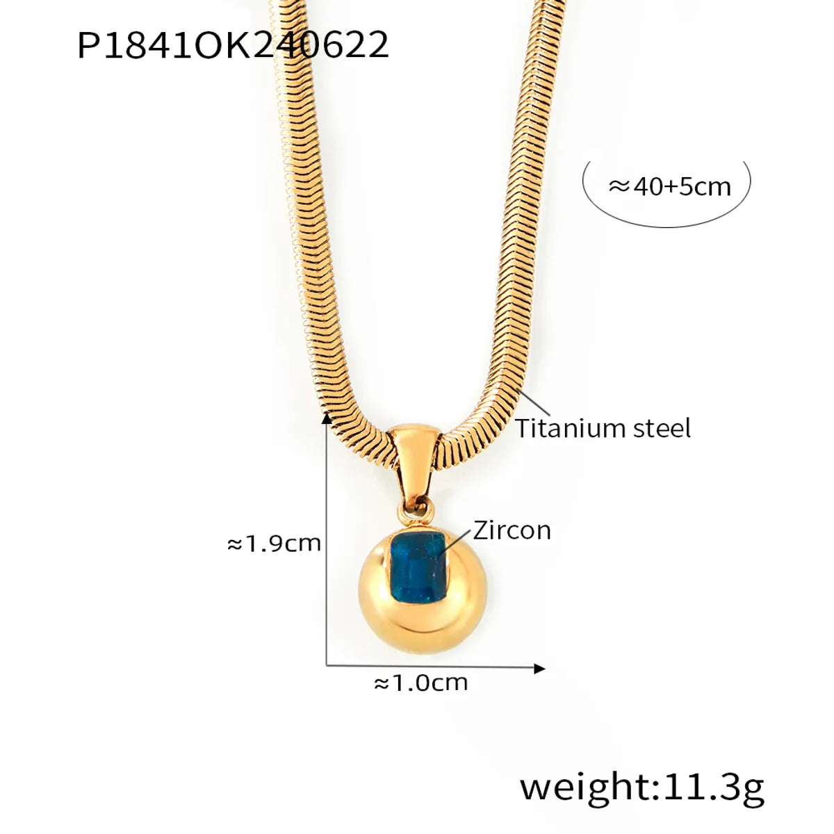 Wholesale Jewelry Elegant Simple Style Round 304 Stainless Steel Zircon 18K Gold Plated Inlay Pendant Necklace