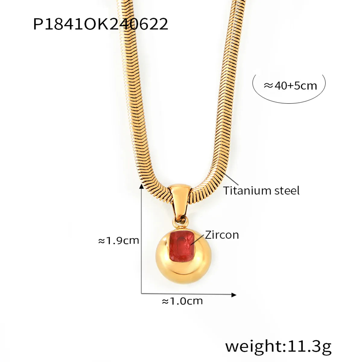 Wholesale Jewelry Elegant Simple Style Round 304 Stainless Steel Zircon 18K Gold Plated Inlay Pendant Necklace