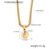 Wholesale Jewelry Elegant Simple Style Round 304 Stainless Steel Zircon 18K Gold Plated Inlay Pendant Necklace