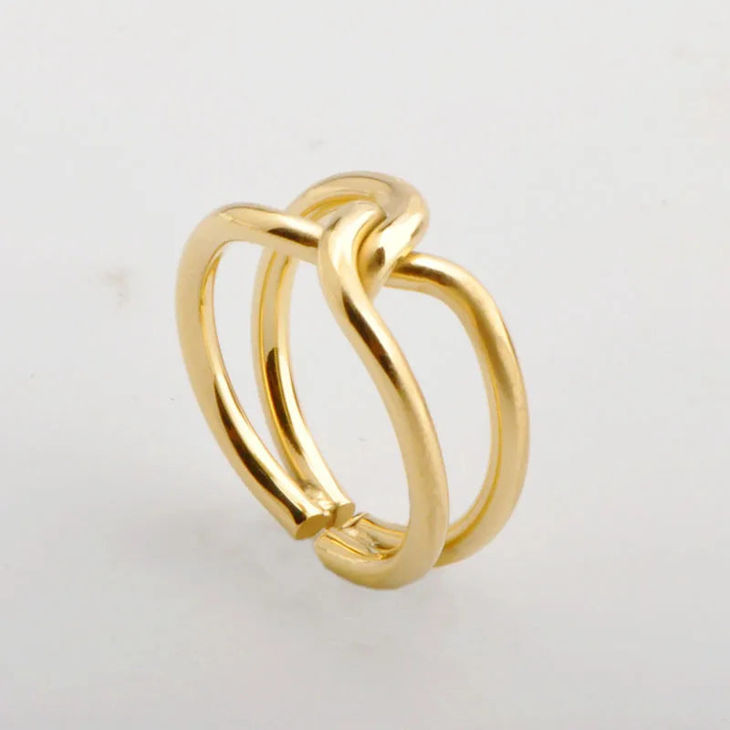 Wholesale Jewelry Elegant Simple Style Solid Color 304 Stainless Steel 18K Gold Plated Hollow Out Open Rings