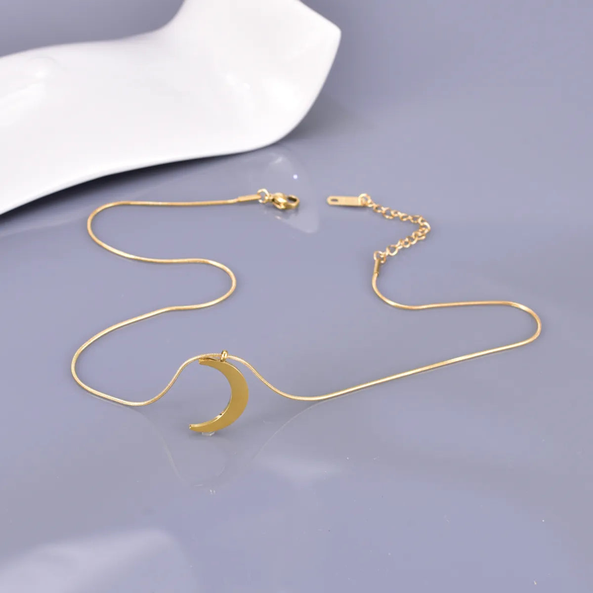 Wholesale Jewelry Elegant Simple Style Solid Color 304 Stainless Steel Titanium Steel 18K Gold Plated Double Layer Necklaces