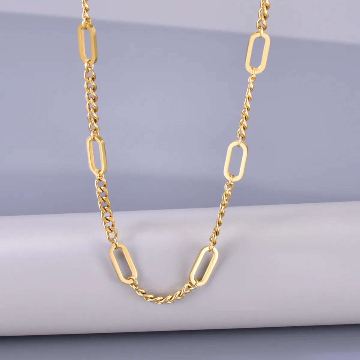 Wholesale Jewelry Elegant Simple Style Solid Color 304 Stainless Steel Titanium Steel 18K Gold Plated Plating Double Layer Necklaces