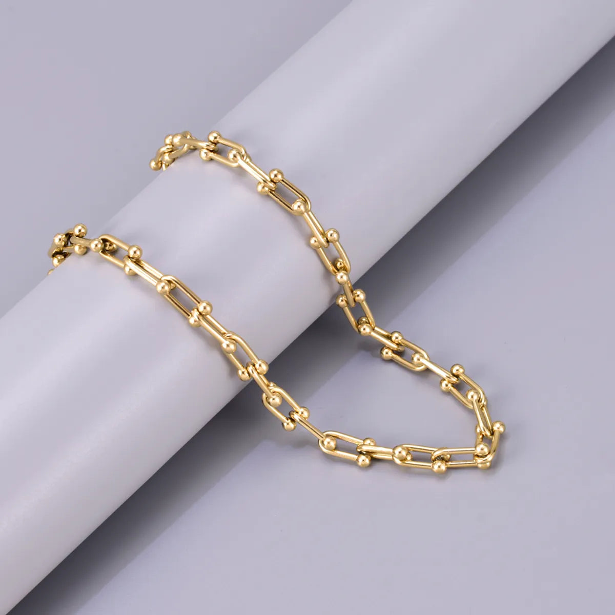 Wholesale Jewelry Elegant Simple Style Solid Color 304 Stainless Steel Titanium Steel 18K Gold Plated Plating Necklace