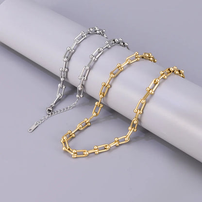 Wholesale Jewelry Elegant Simple Style Solid Color 304 Stainless Steel Titanium Steel 18K Gold Plated Plating Necklace