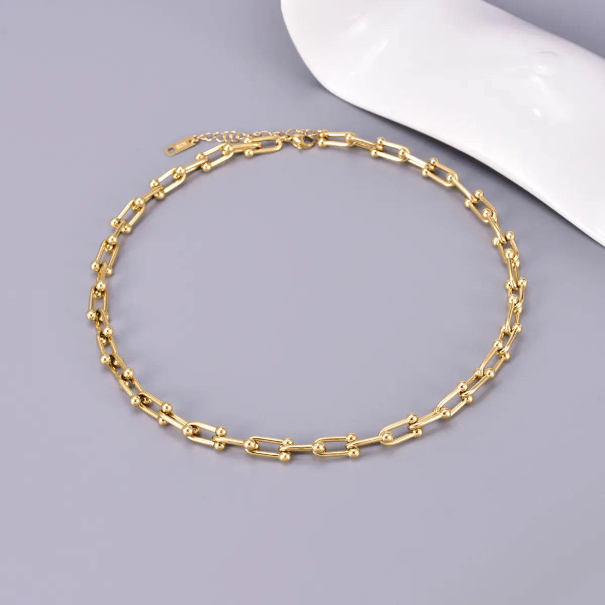 Wholesale Jewelry Elegant Simple Style Solid Color 304 Stainless Steel Titanium Steel 18K Gold Plated Plating Necklace