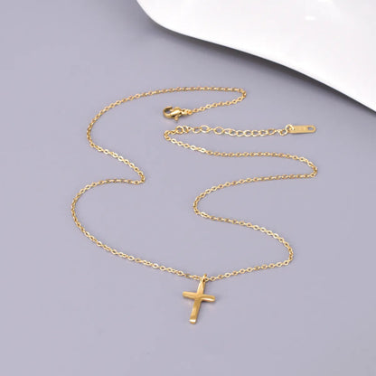 Wholesale Jewelry Elegant Simple Style Solid Color 304 Stainless Steel Titanium Steel 18K Gold Plated Plating Pendant Necklace