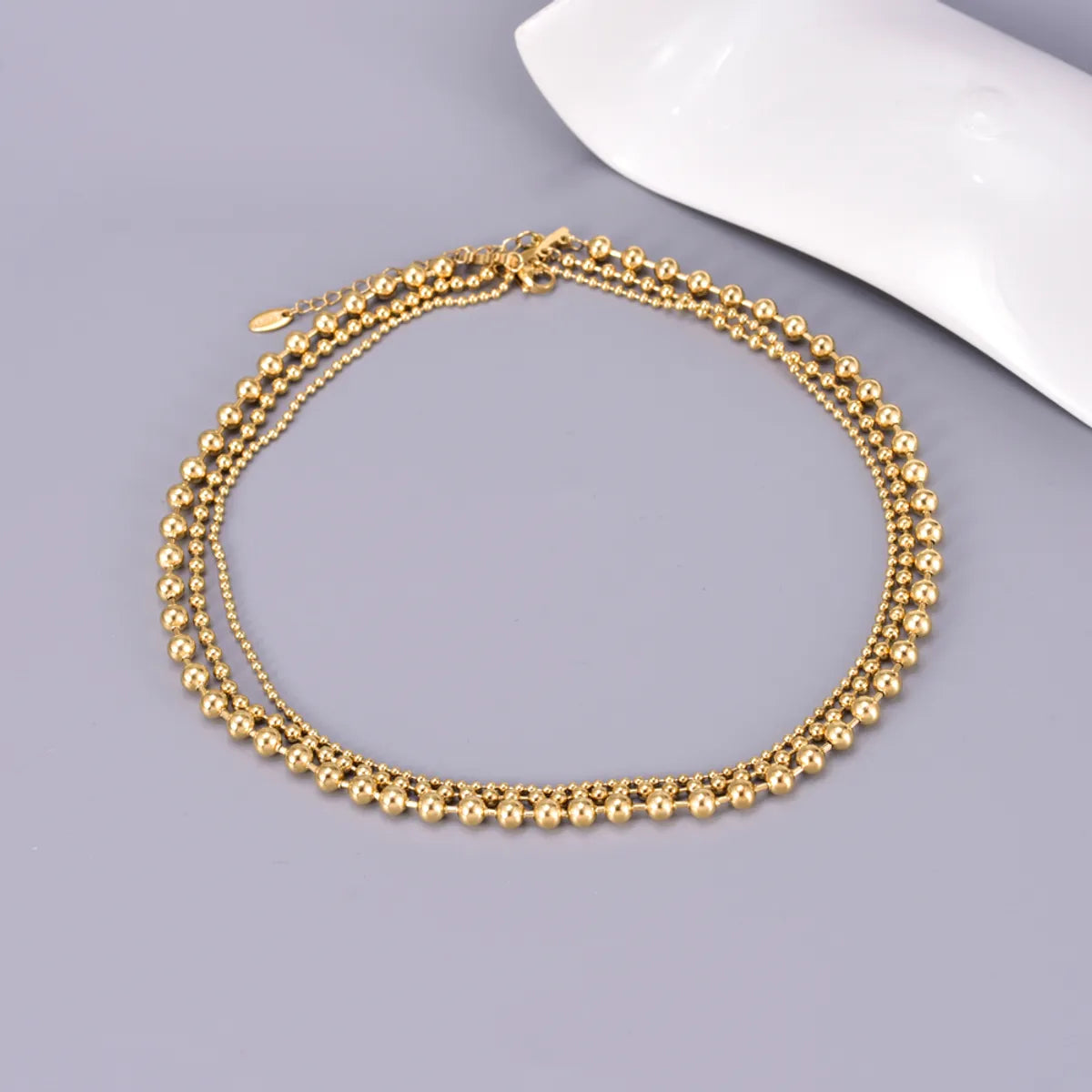 Wholesale Jewelry Elegant Simple Style Solid Color 304 Stainless Steel Titanium Steel 18K Gold Plated Plating Three Layer Necklace