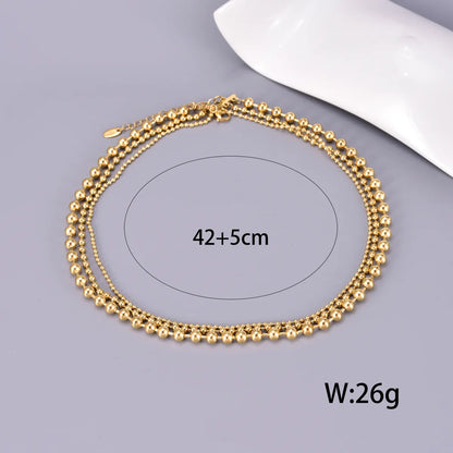 Wholesale Jewelry Elegant Simple Style Solid Color 304 Stainless Steel Titanium Steel 18K Gold Plated Plating Three Layer Necklace