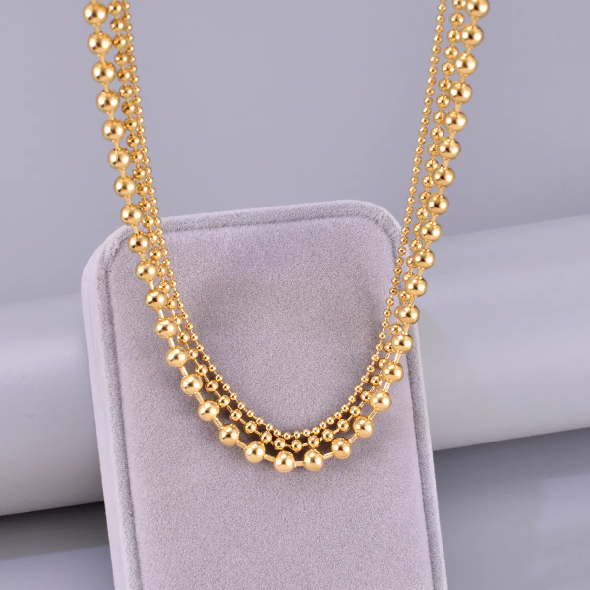 Wholesale Jewelry Elegant Simple Style Solid Color 304 Stainless Steel Titanium Steel 18K Gold Plated Plating Three Layer Necklace