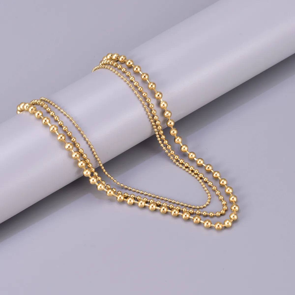 Wholesale Jewelry Elegant Simple Style Solid Color 304 Stainless Steel Titanium Steel 18K Gold Plated Plating Three Layer Necklace