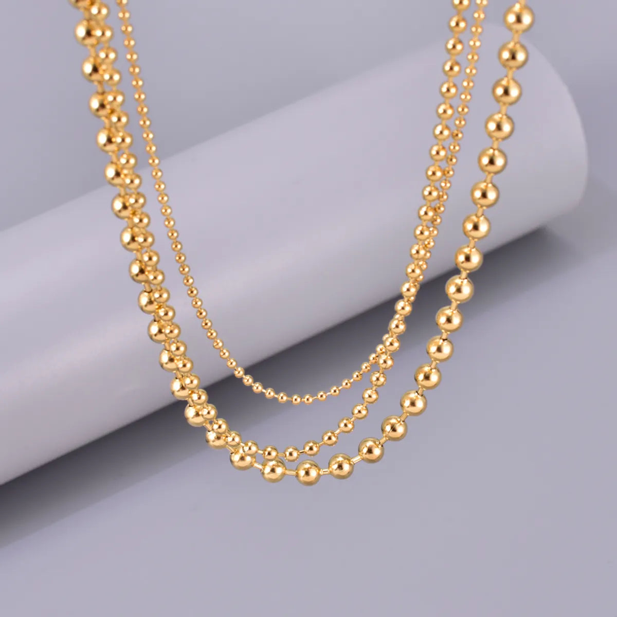 Wholesale Jewelry Elegant Simple Style Solid Color 304 Stainless Steel Titanium Steel 18K Gold Plated Plating Three Layer Necklace