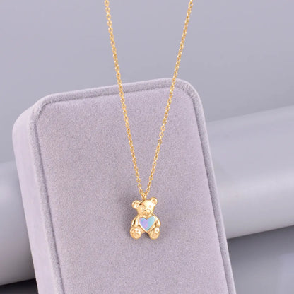 Wholesale Jewelry Elegant Simple Style Solid Color 304 Stainless Steel Titanium Steel Acrylic 18K Gold Plated Plating Inlay Pendant Necklace