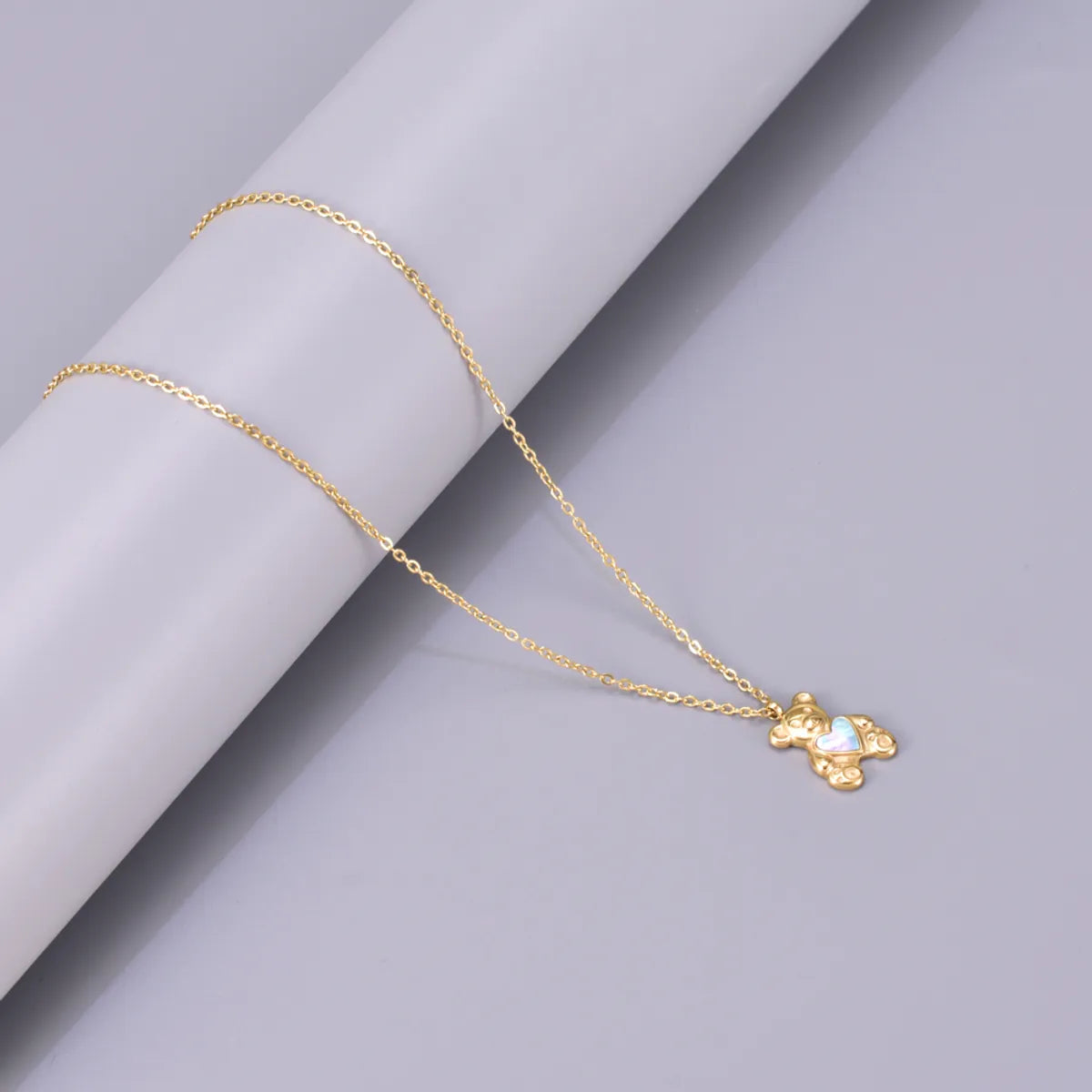 Wholesale Jewelry Elegant Simple Style Solid Color 304 Stainless Steel Titanium Steel Acrylic 18K Gold Plated Plating Inlay Pendant Necklace