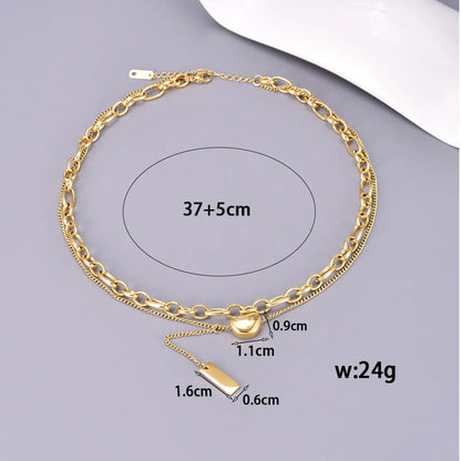 Wholesale Jewelry Elegant Simple Style Solid Color 304 Stainless Steel Titanium Steel Double Layer Necklaces