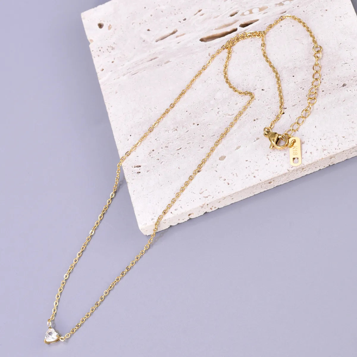 Wholesale Jewelry Elegant Simple Style Solid Color 304 Stainless Steel Titanium Steel Plating Pendant Necklace