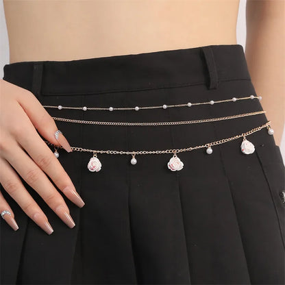 Wholesale Jewelry Elegant Simple Style Solid Color Alloy Layered Waist Chain