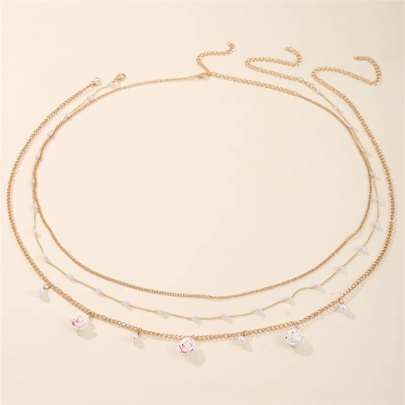 Wholesale Jewelry Elegant Simple Style Solid Color Alloy Layered Waist Chain