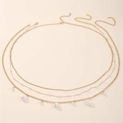 Wholesale Jewelry Elegant Simple Style Solid Color Alloy Layered Waist Chain