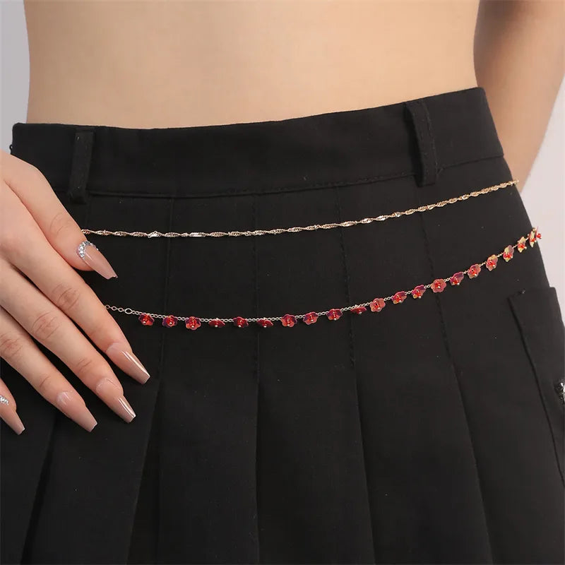 Wholesale Jewelry Elegant Simple Style Solid Color Alloy Layered Waist Chain