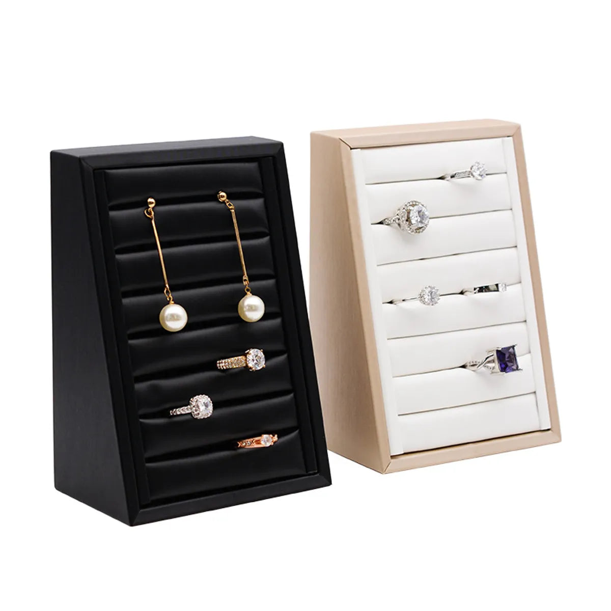 Elegant Simple Style Solid Color Pu Jewelry Rack