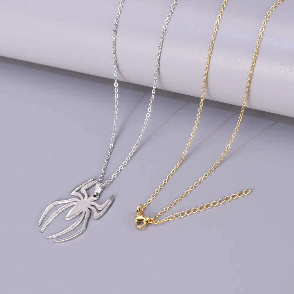 Wholesale Jewelry Elegant Simple Style Solid Color Spider 304 Stainless Steel Titanium Steel Pendant Necklace