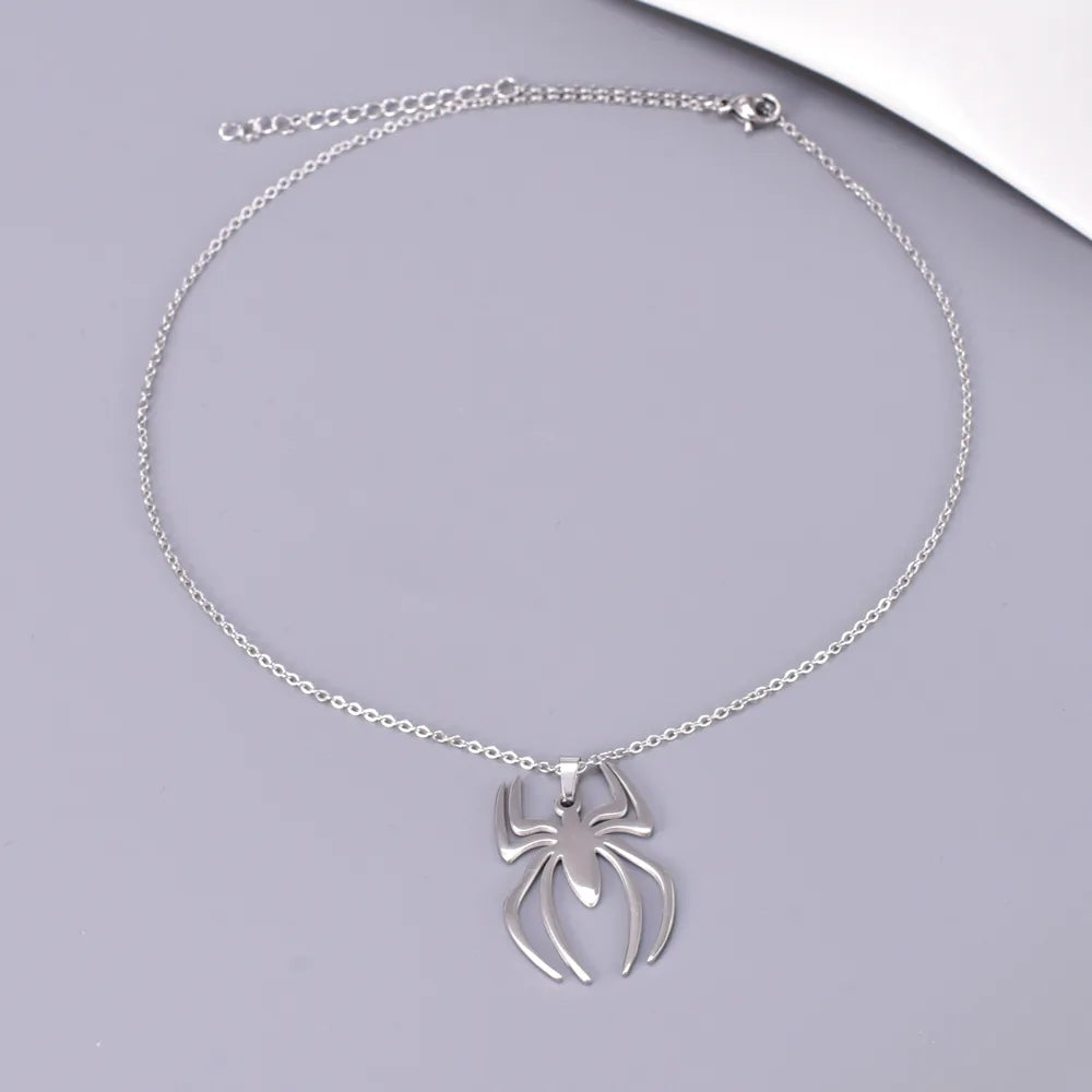 Wholesale Jewelry Elegant Simple Style Solid Color Spider 304 Stainless Steel Titanium Steel Pendant Necklace