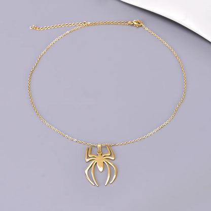 Wholesale Jewelry Elegant Simple Style Solid Color Spider 304 Stainless Steel Titanium Steel Pendant Necklace