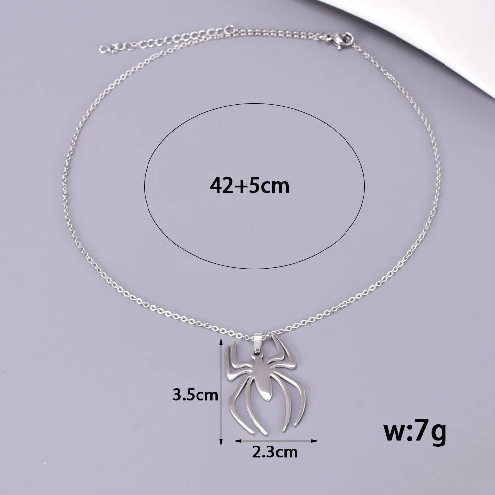 Wholesale Jewelry Elegant Simple Style Solid Color Spider 304 Stainless Steel Titanium Steel Pendant Necklace