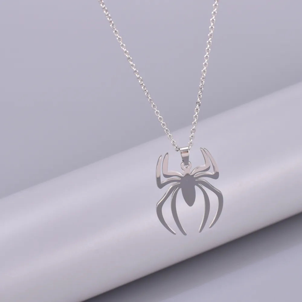 Wholesale Jewelry Elegant Simple Style Solid Color Spider 304 Stainless Steel Titanium Steel Pendant Necklace