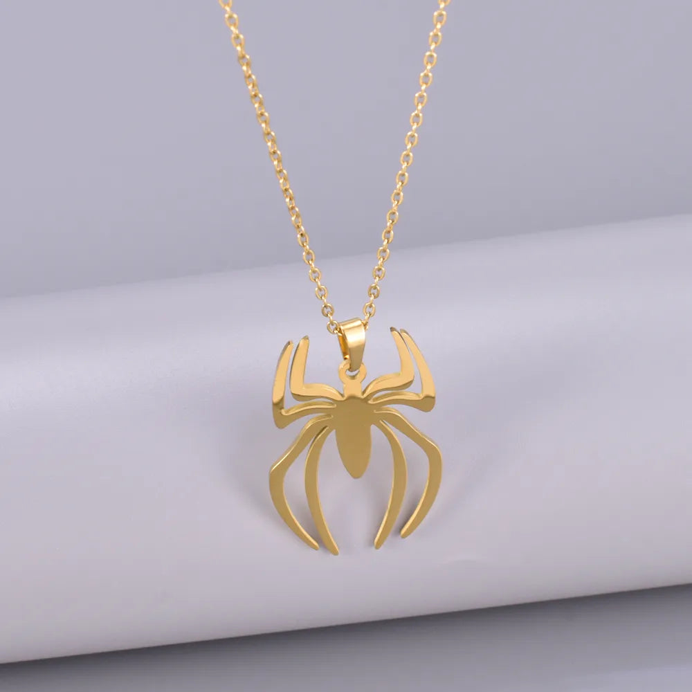 Wholesale Jewelry Elegant Simple Style Solid Color Spider 304 Stainless Steel Titanium Steel Pendant Necklace