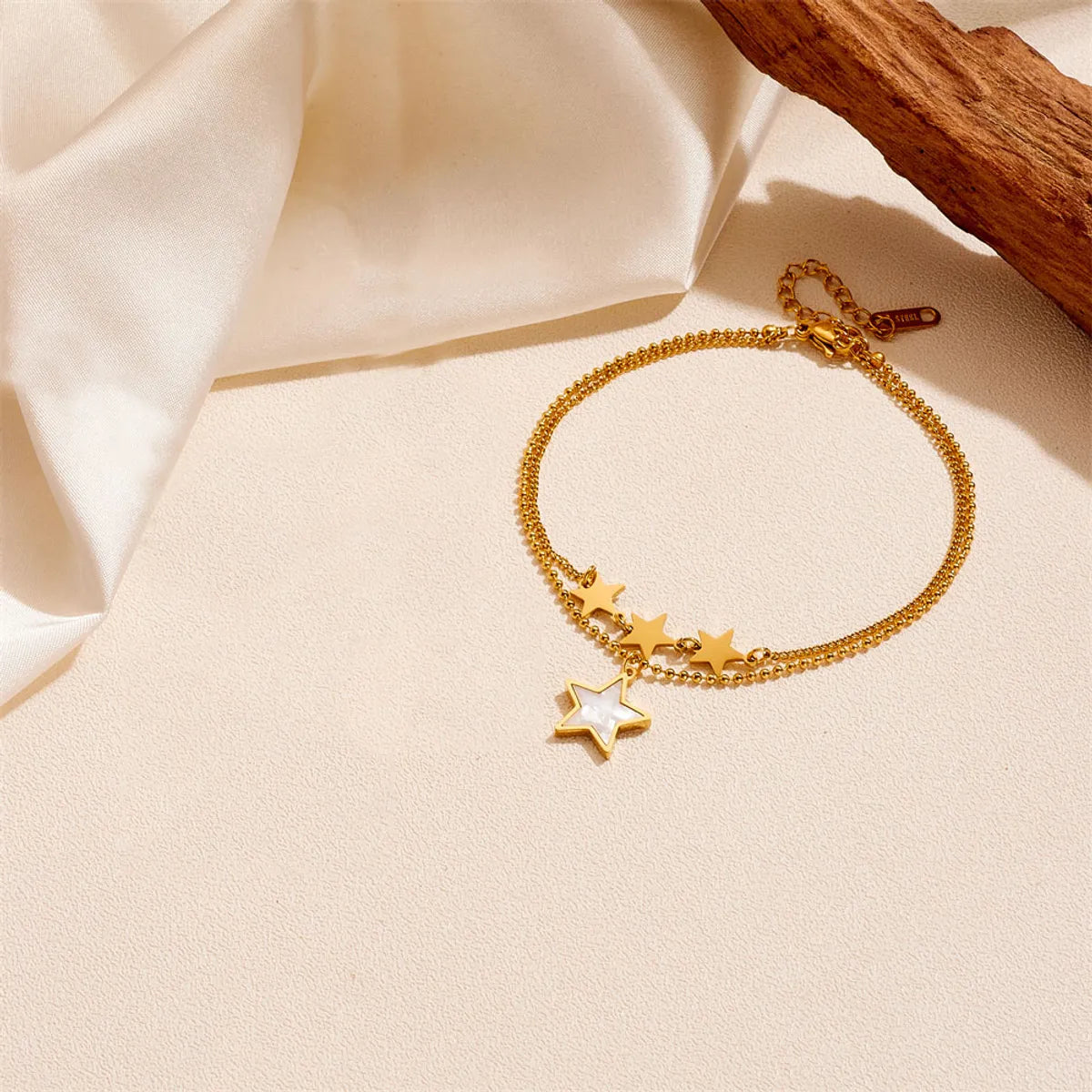 Wholesale Jewelry Elegant Simple Style Star Titanium Steel Acrylic 18K Gold Plated Inlay Earrings Anklet Necklace