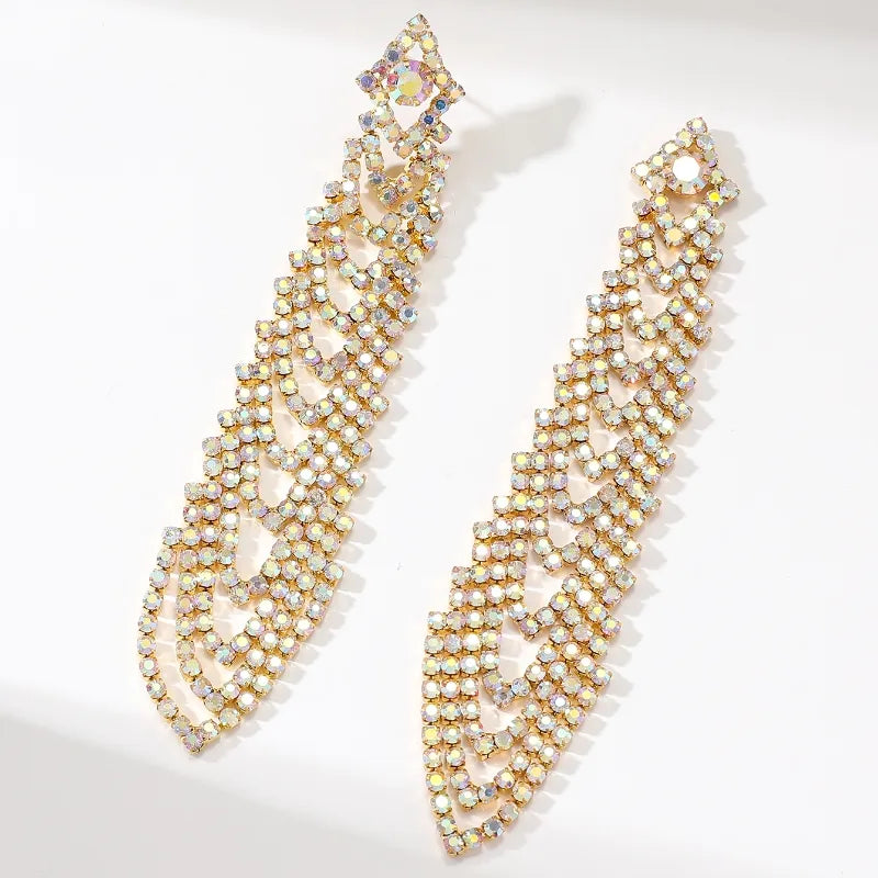 Wholesale Jewelry Elegant Streetwear Geometric Rhinestone Drop Earrings