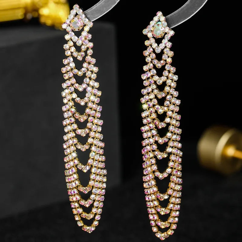 Wholesale Jewelry Elegant Streetwear Geometric Rhinestone Drop Earrings